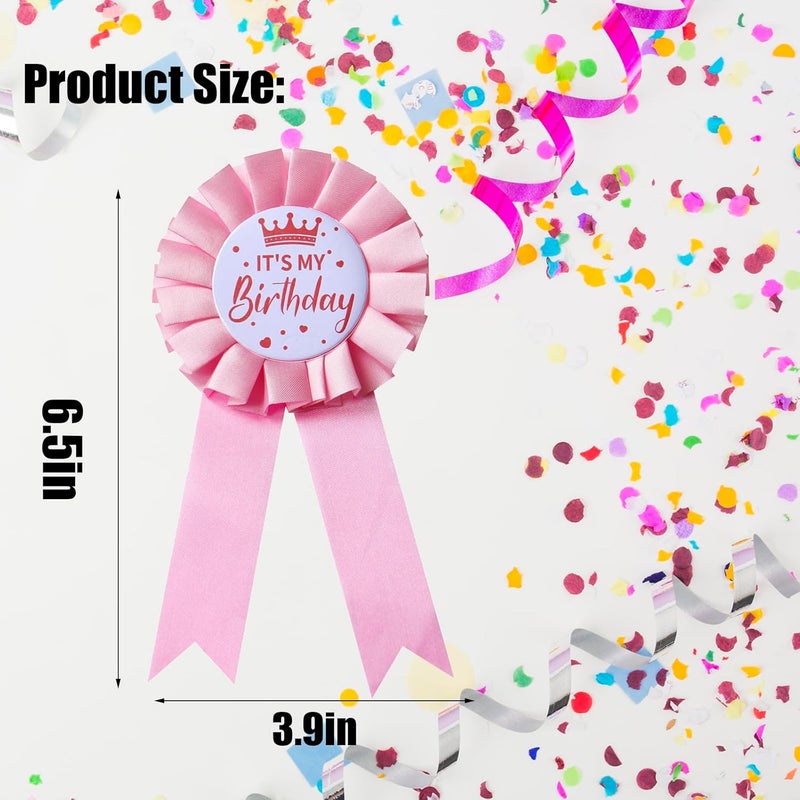 ALXAZA It's My Birthday Badge Pin Satin Birthday Ribbon Pin for Women & Men Happy Birthday Brooch Pins Party Decorations - Image 3